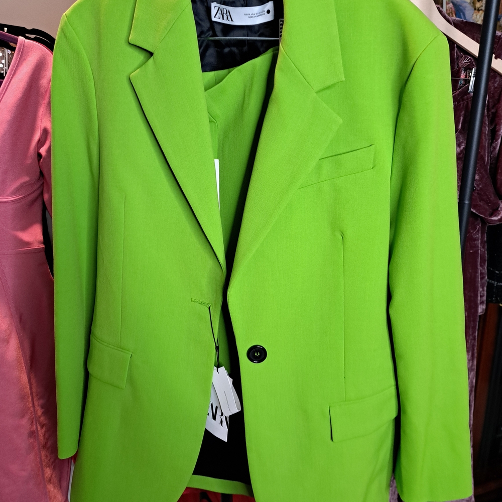 Zara Women's Green Blazer (Blazer is M and Skirt is L)
